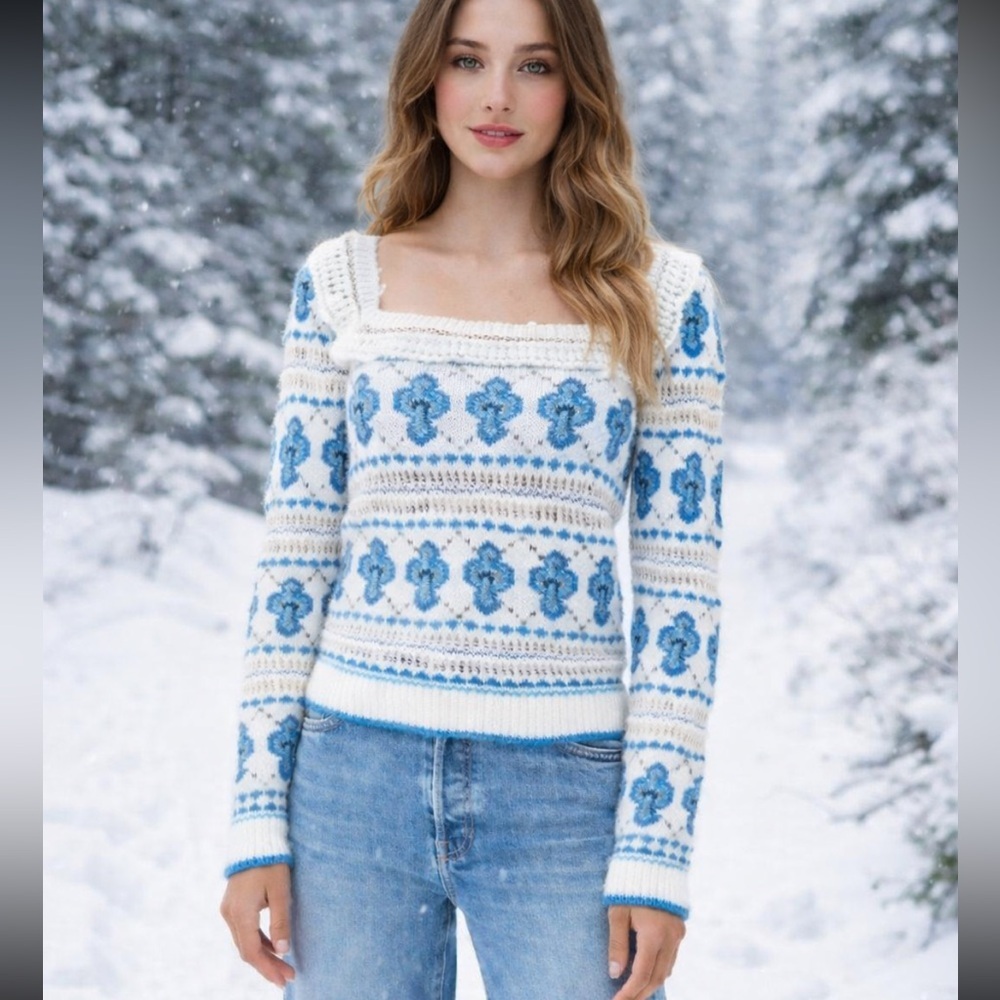 See by Chloe Jacquard Knitted Jumper Sweater Size Small 51503